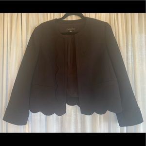 Ann Taylor Large Black Blazer Jacket with Scalloped Details